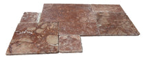 Load image into Gallery viewer, ROSSO TRAVERTINE TUMBLED &amp; UNFILLED MEDIUM FRENCH PATTERN
