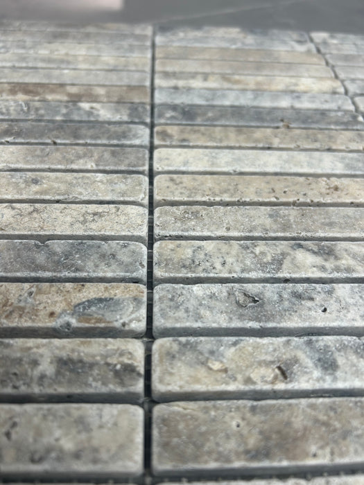 Silver Travertine Small Kitkat Mosaic
