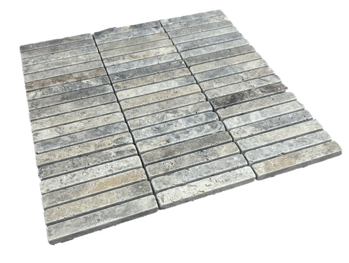Silver Travertine Small Kitkat Mosaic