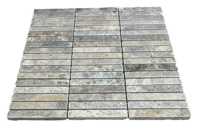 Silver Travertine Small Kitkat Mosaic