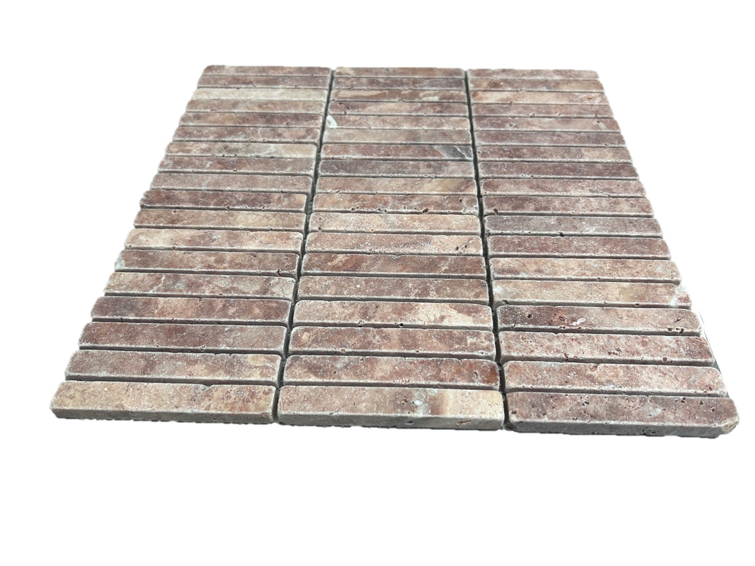 ROSSO TRAVERTINE KITKAT UNFILLED & TUMBLED MOSAIC