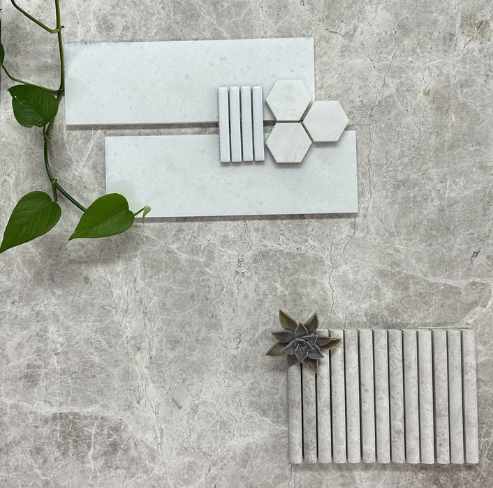 Silver Shadow Marble Mini Flute Mosaic