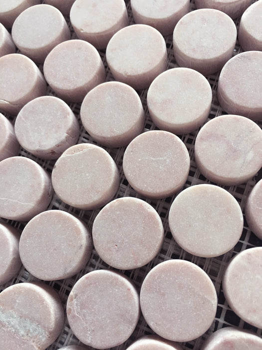 Rosso Crema Marble Penny Round Mosaic