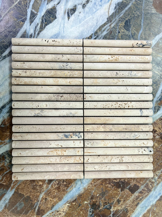 Country Classic Travertine Mini Flute Mosaic