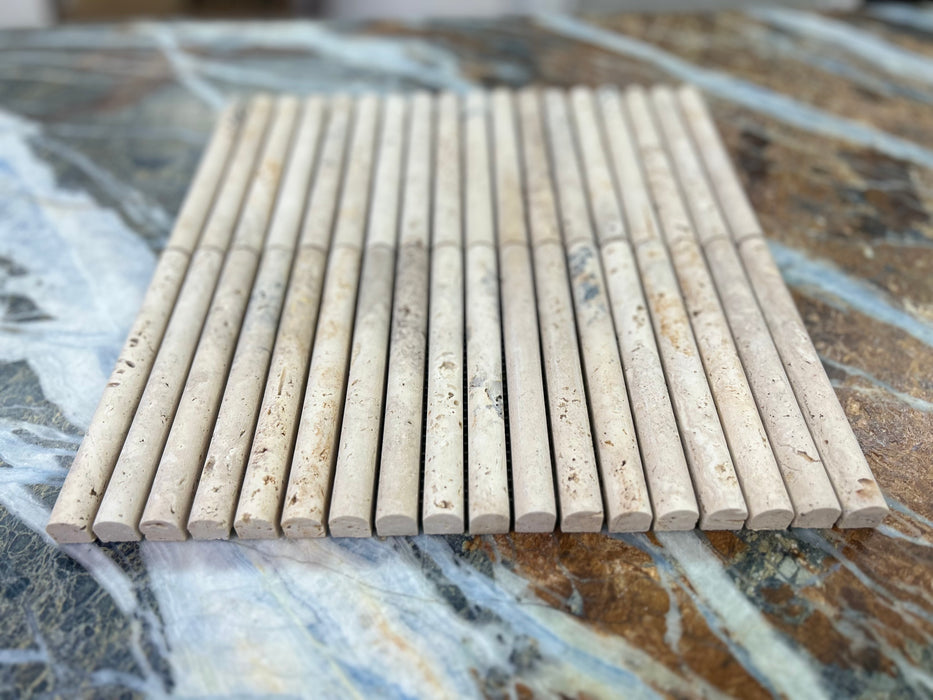 Country Classic Travertine Mini Flute Mosaic