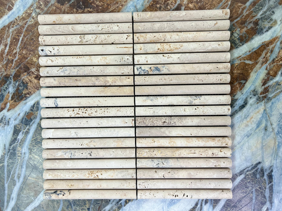 Country Classic Travertine Mini Flute Mosaic