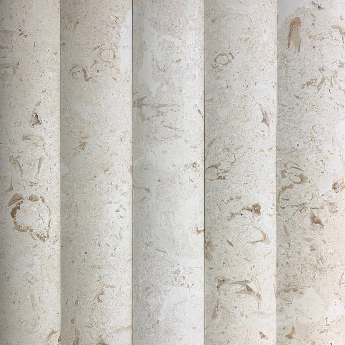 Myra Wide Convex Flute White Fossil Limestone