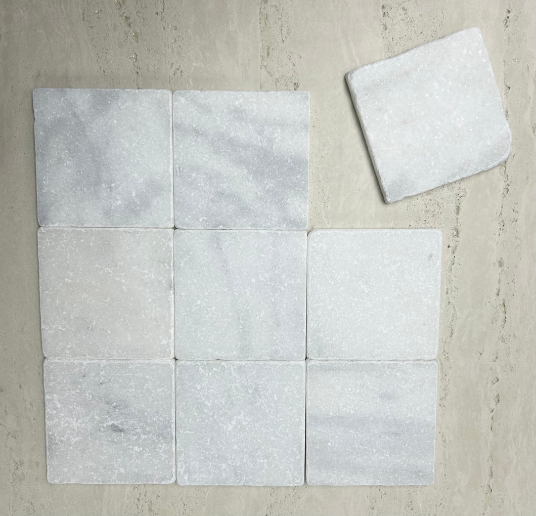 MILOS WHITE MARBLE TUMBLED 100x100