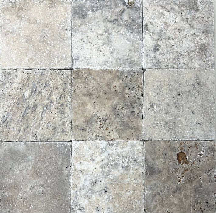 Silver Travertine Tile 100x100x10 Tumbled