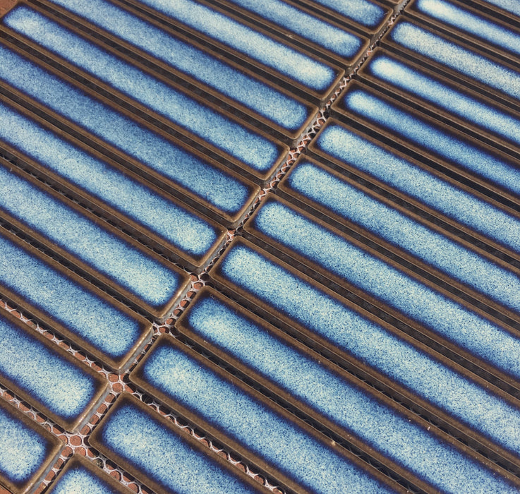Raku Kitkat Blue Porcelain Mosaic