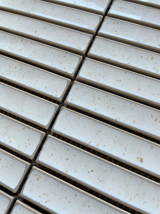 Raku Kitkat Speckled Warm White Porcelain Mosaic