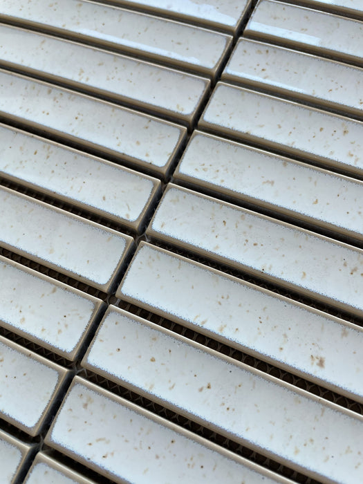 Raku Kitkat Speckled Warm White Porcelain Mosaic