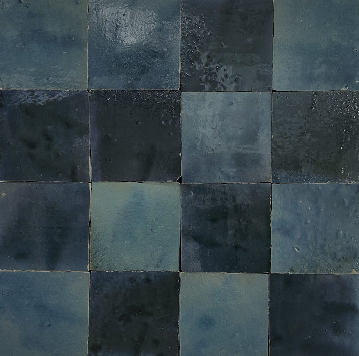 Zellige Moroccan Square Bleu Jéan Terracotta Tile