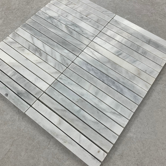 Carrara Marble Large Kitkat Mosaic