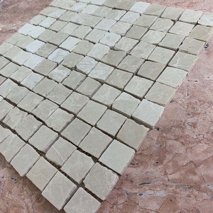 Botticino Rustic Edge Small Square Marble Mosaic