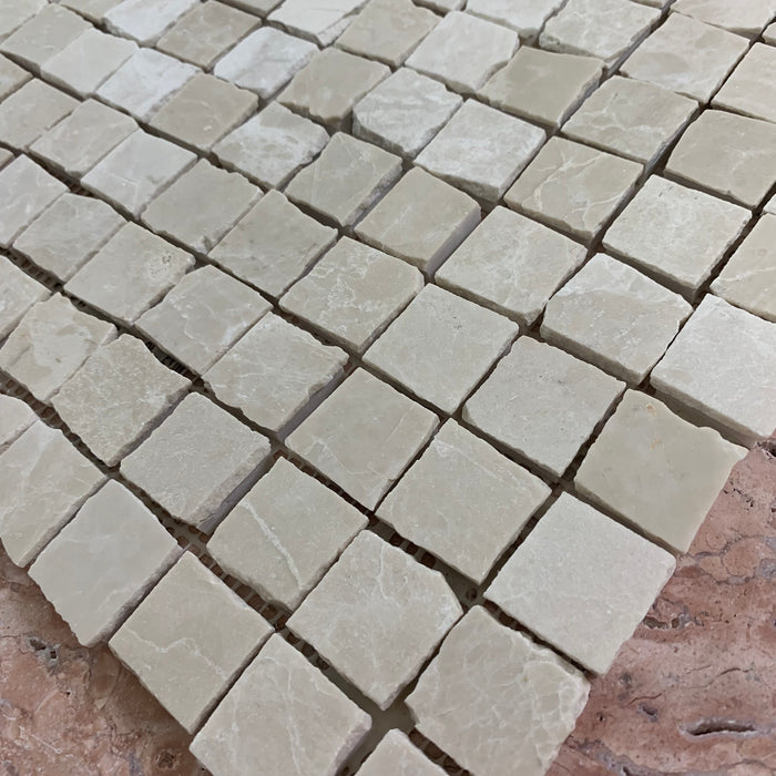 Botticino Rustic Edge Small Square Marble Mosaic