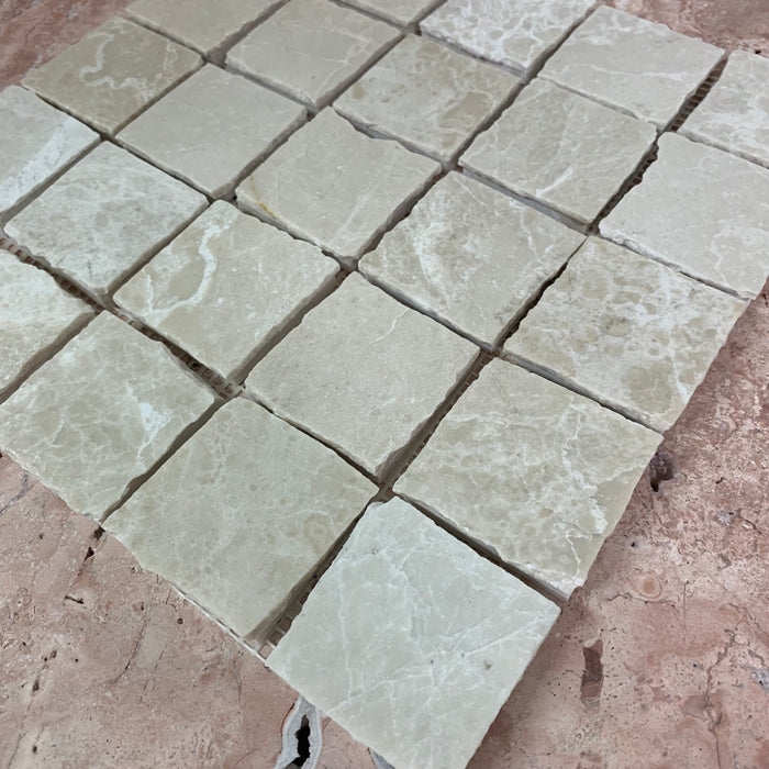 Botticino Rustic Edge Large Square Marble Mosaic