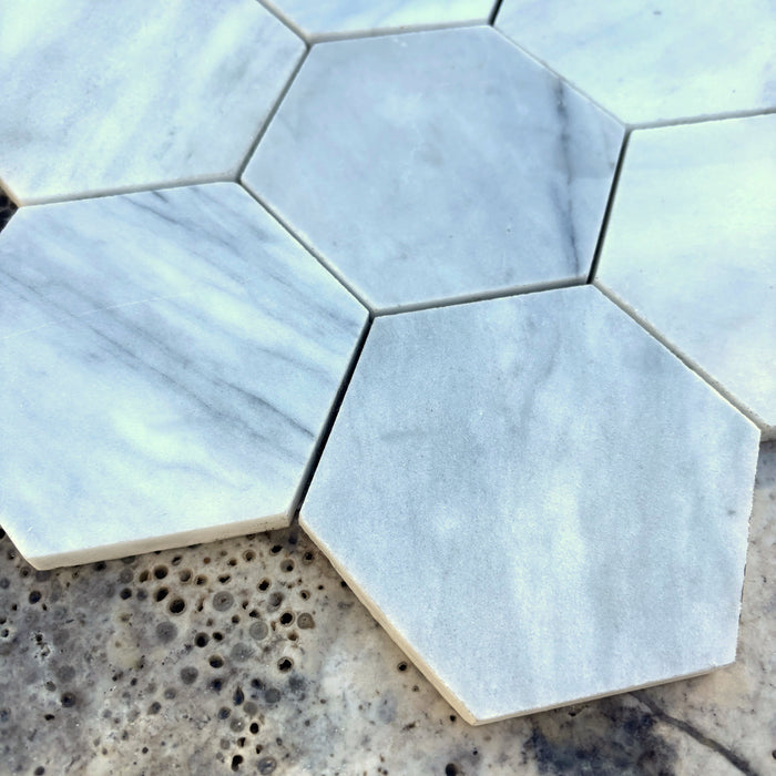 Imperial White Marble Hexagon Mosaic