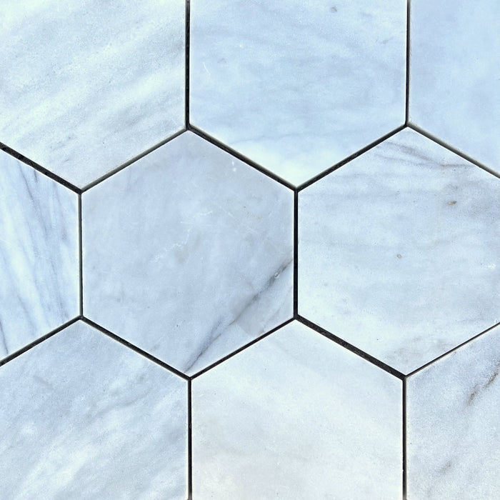 Imperial White Marble Hexagon Mosaic