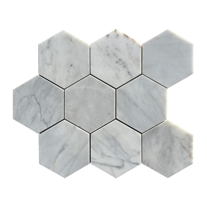 Imperial White Marble Hexagon Mosaic 100x100x10 Honed