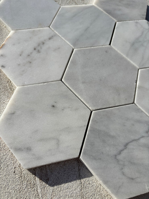 Imperial White Marble Hexagon Mosaic 100x100x10 Honed