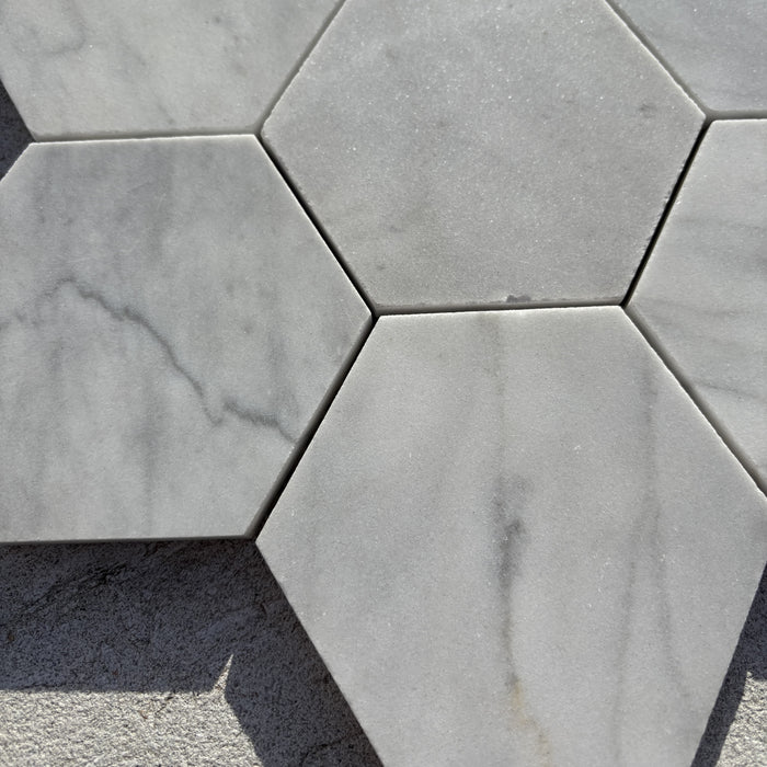 Imperial White Marble Hexagon Mosaic 100x100x10 Honed