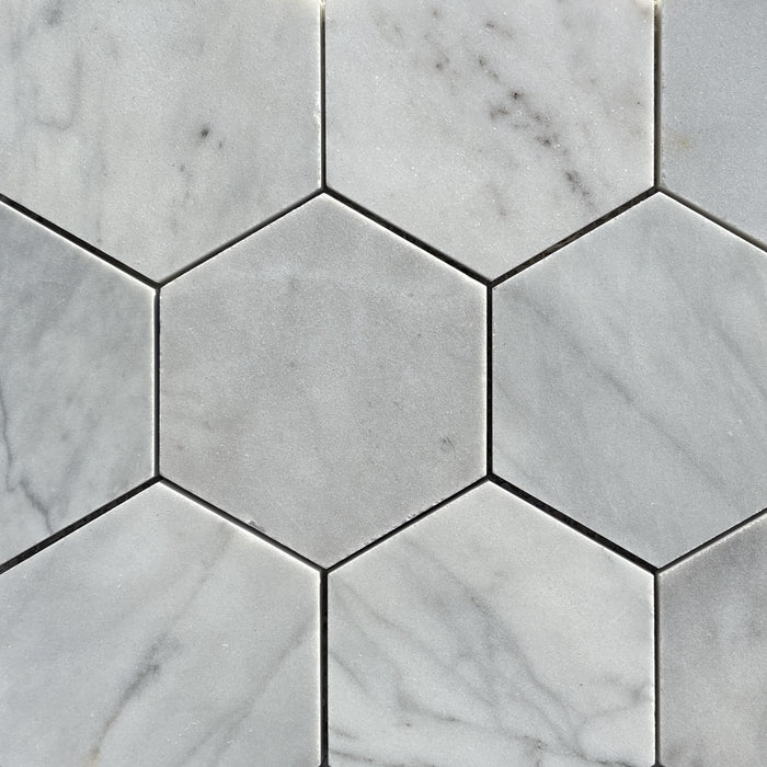 Imperial White Marble Hexagon Mosaic 100x100x10 Honed