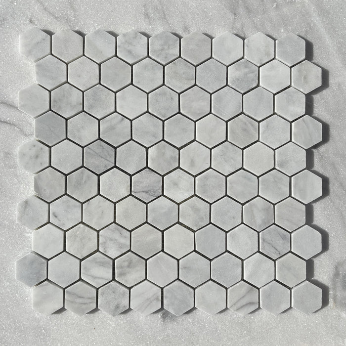 Hexagon Imperial White Marble Mosaic