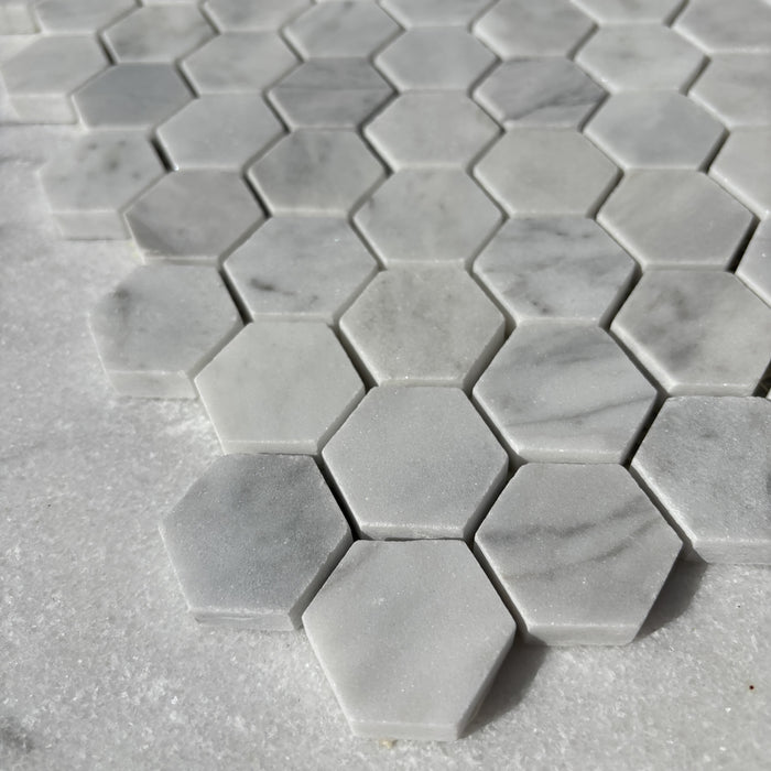 Hexagon Imperial White Marble Mosaic