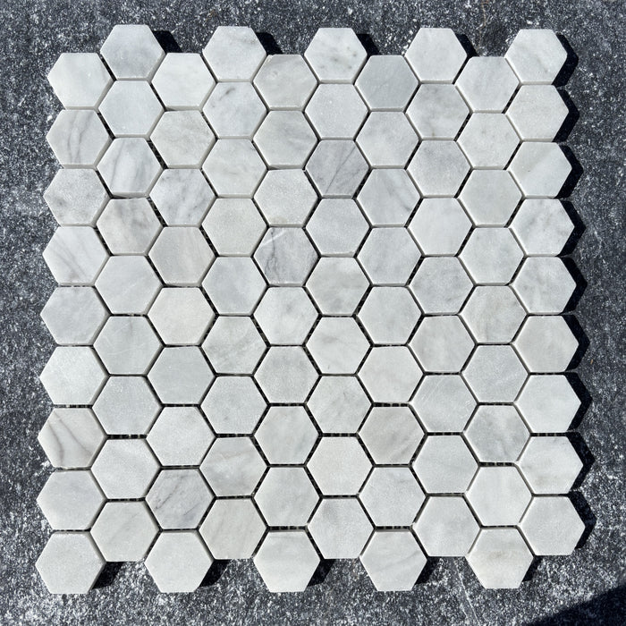 Hexagon Imperial White Marble Mosaic
