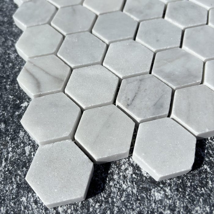 Hexagon Imperial White Marble Mosaic
