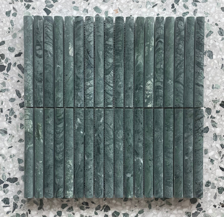 Indian Green Marble Mini Flute Mosaic