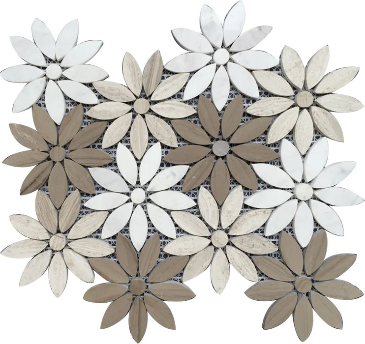Daisy Athens Teak Marble Mosaic