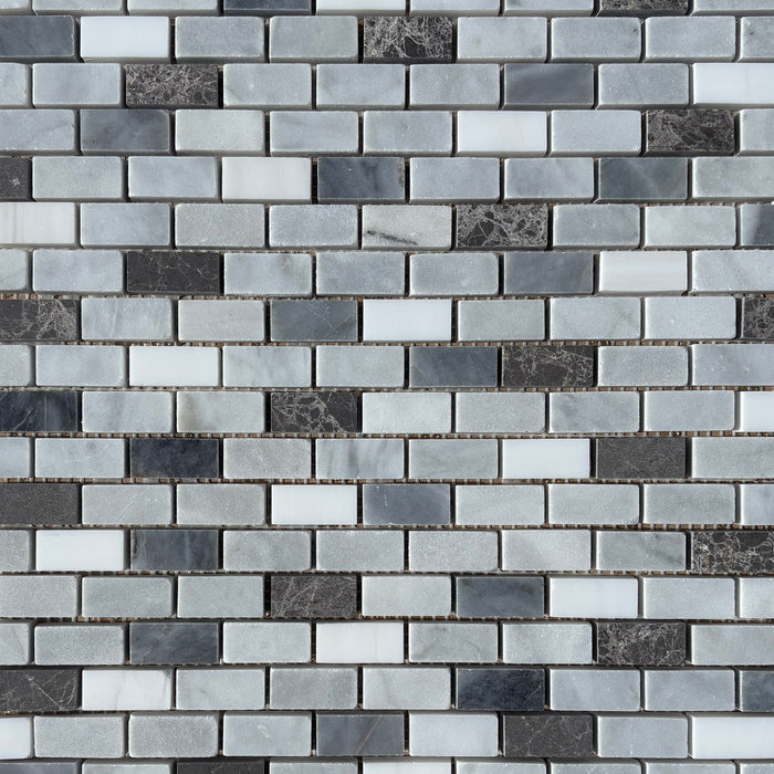 Mixed Dolomite & Marble Mini Brick Mosaic