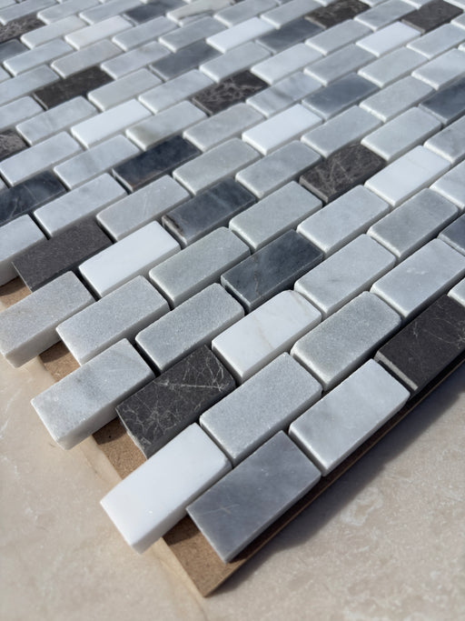 Mixed Dolomite & Marble Mini Brick Mosaic