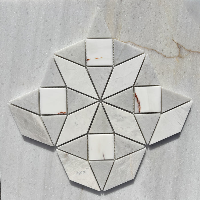 Mixed Marble & Dolomite Kaleidoscope Mosaic