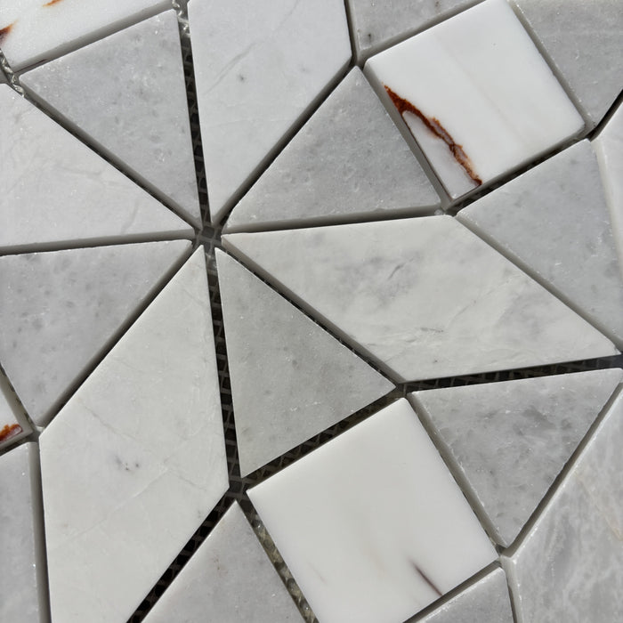 Mixed Marble & Dolomite Kaleidoscope Mosaic