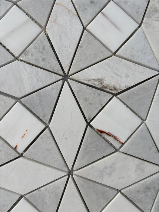 Mixed Marble & Dolomite Kaleidoscope Mosaic