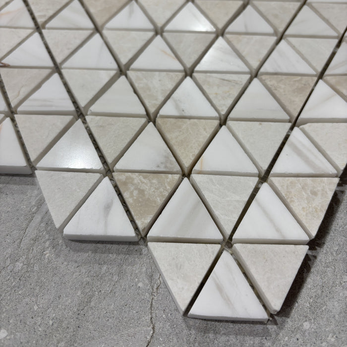 Mixed Dolomite & Marble Triangle Mosaic