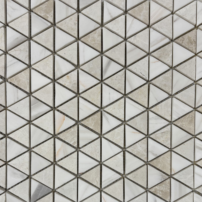Mixed Dolomite & Marble Triangle Mosaic