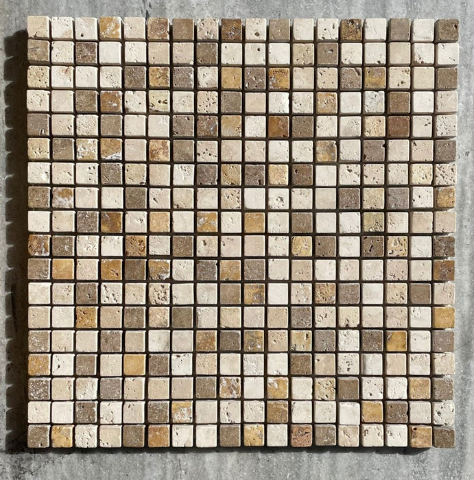 Mixed Travertine Mini Square Mosaic