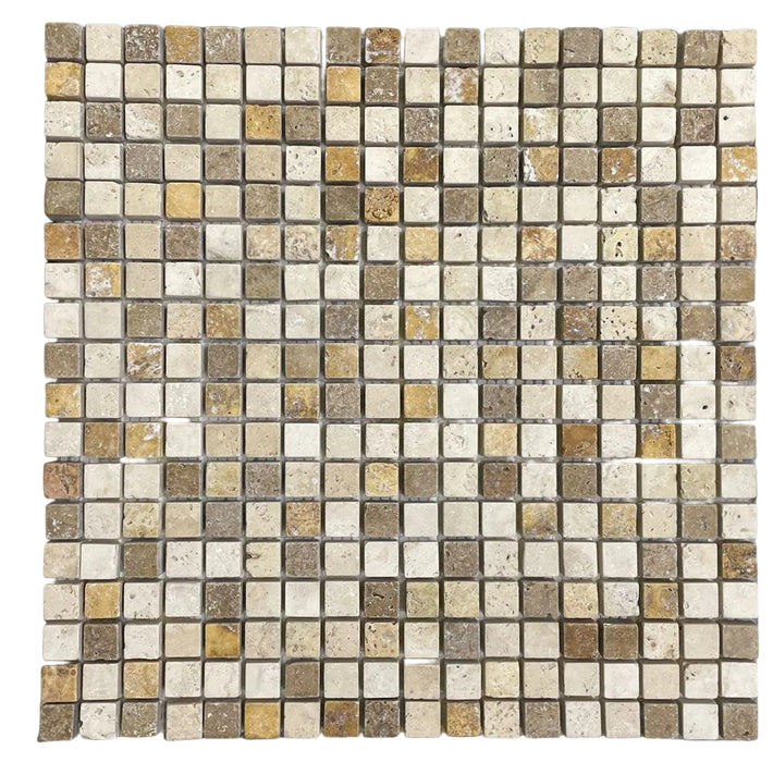 Mixed Travertine Mini Square Mosaic