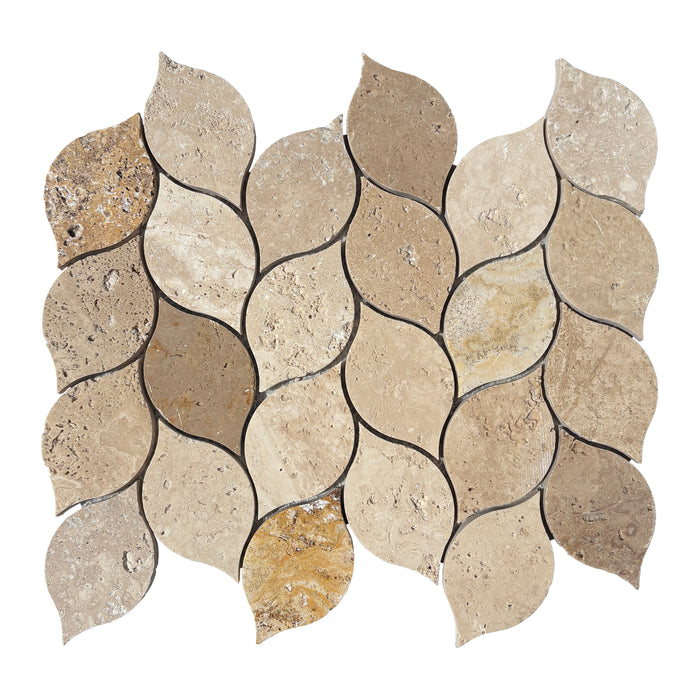 Mixed Travertine Leaf Mosaic