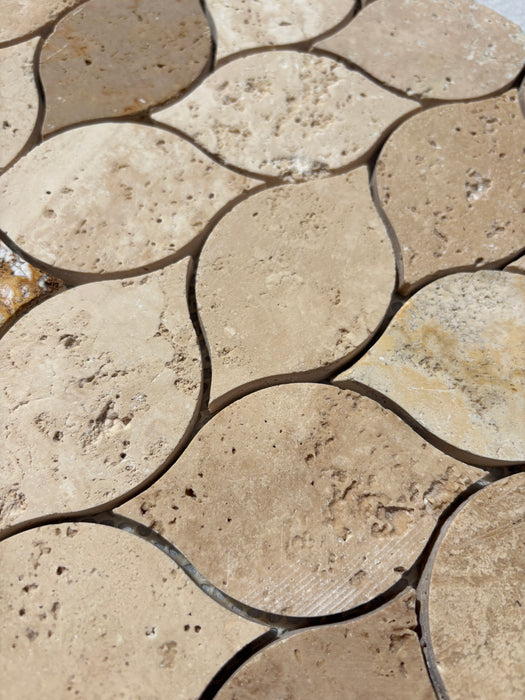 Mixed Travertine Leaf Mosaic