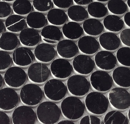 Penny Round Nero Marquina Marble Mosaic