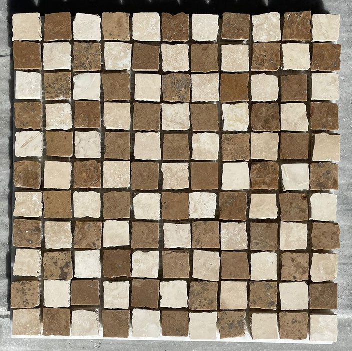 Noce & Classic Travertine Rustic Small Square Mosaic