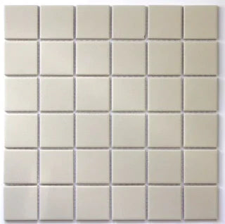 OFF WHITE UNGLAZED 48MM SQUARE PORCELAIN MOSAIC