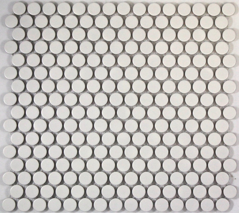 Penny Round Small White Matte 19 Porcelain Mosaic