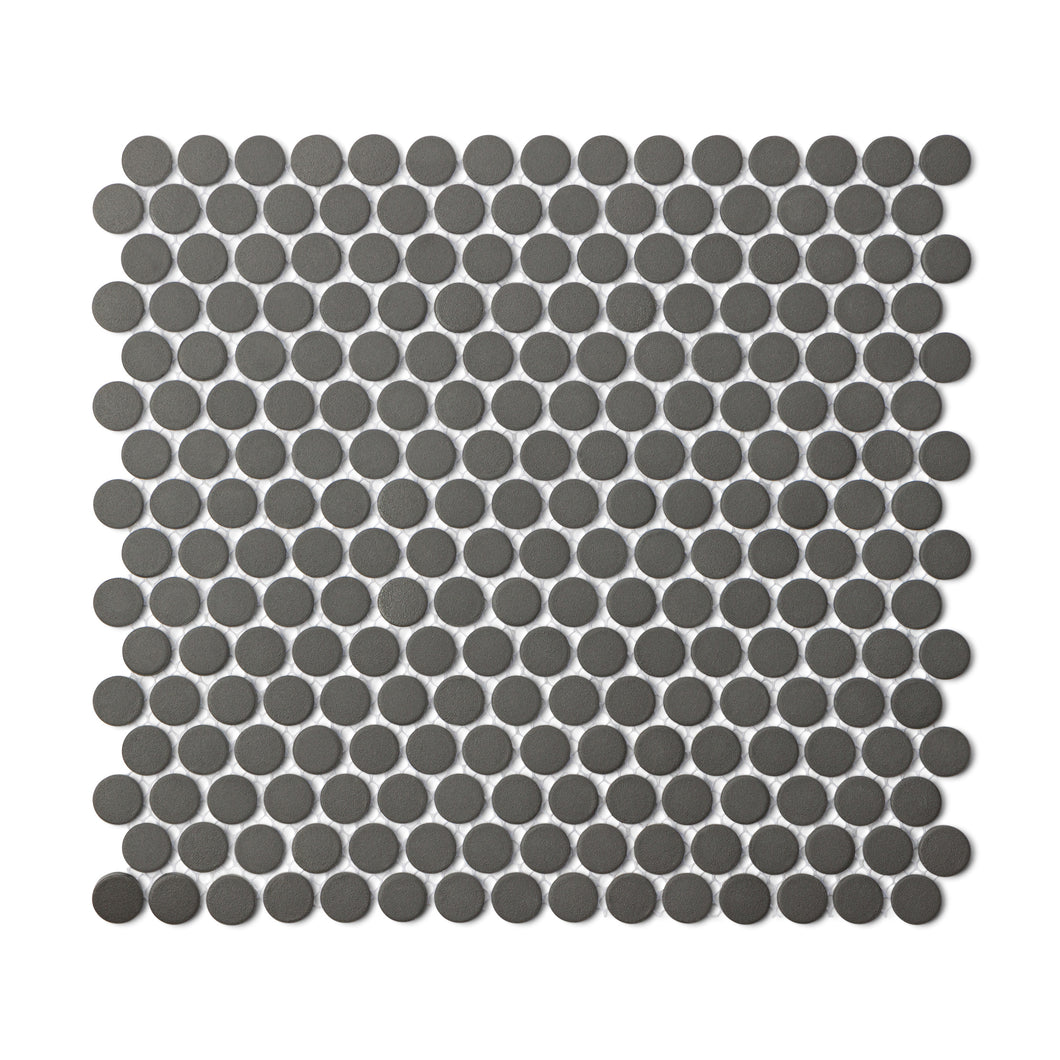 BLACK UNGLAZED PENNY ROUND PORCELAIN MOSAIC