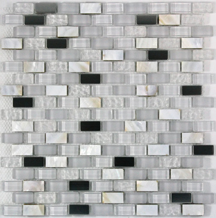 WHITE STONE & SHELL BRICK MOSAIC